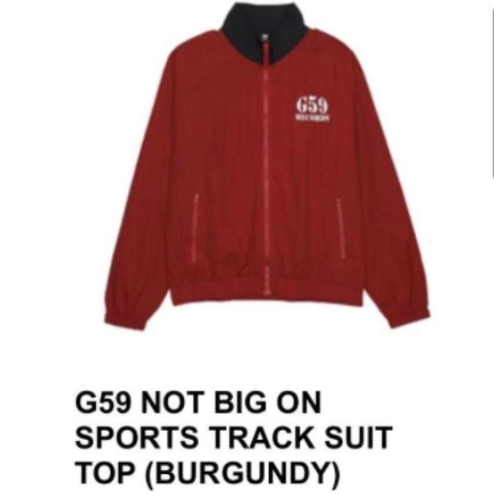 G59 Records Men's Black and Burgundy Jacket , Size Medium